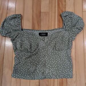 Cider Olive Polka Dot Blouse